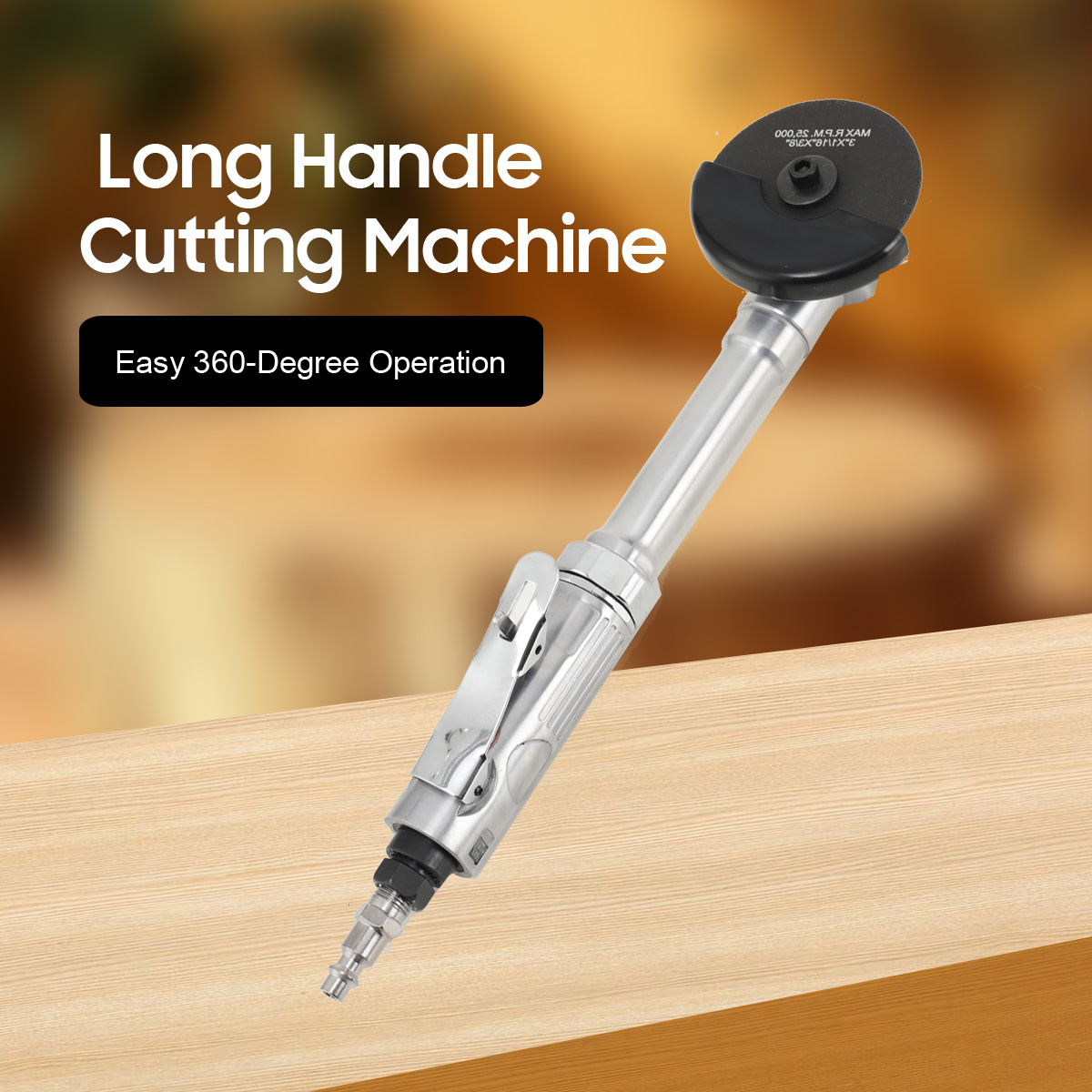 ECUTEE 1/4" Air Grinder, Air ‎Right Angle Die Grinder, Air Angle Edge Die Grinder Cutter Polisher Air Tool with Long Handle Safety Cover, 90PSI 18000RPM Long Handle Cutting Machine