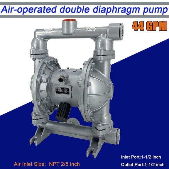 ECUTEE 44GPM Air-Operated Double Diaphragm Pump 1-1/2in Inlet & Outlet Industrial Fluid