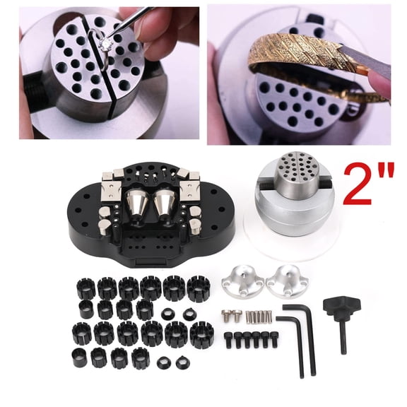 ECUTEE Ball Vise 2" Engraving Setting Tool 360Rotation Engraving Block Vise 63 PCS Attachment Jewelry Engraving Block Tools Standard Block