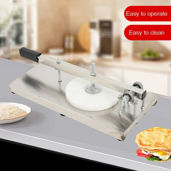 ECUTEE Manual Pizza Dough Press Machine, 9.5inch/24cm Household Pizza Pastry, Stainless Steel Pizza Presser, Commercial Chapati Sheet Pizza Crust Press Plate, Height Adjustable Pizza Forming Machine
