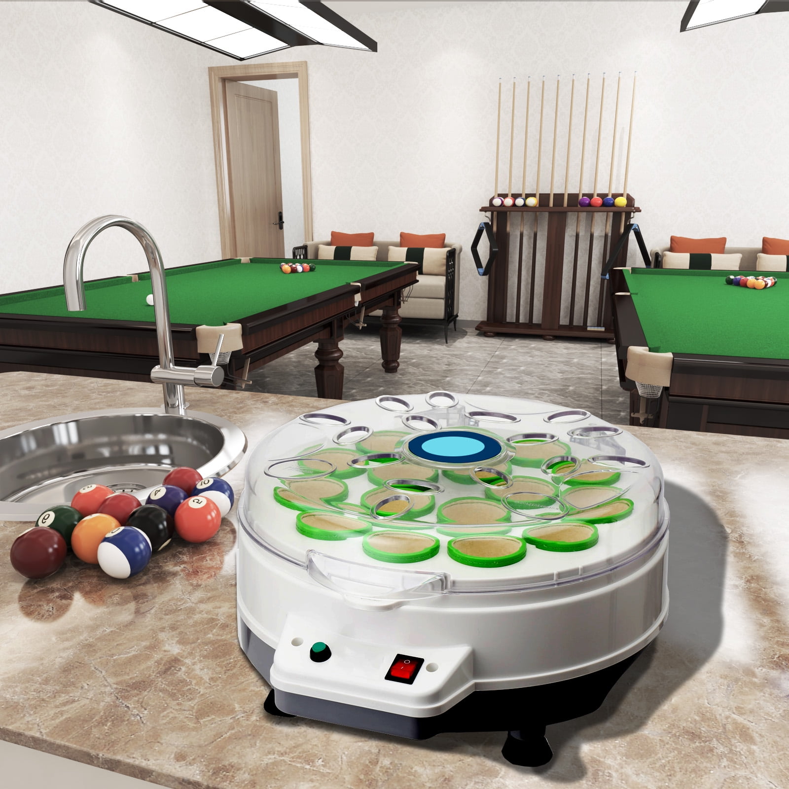 ECUTEE Pool Ball Polishing Cleaning Machine, Billiard Ball Polishing