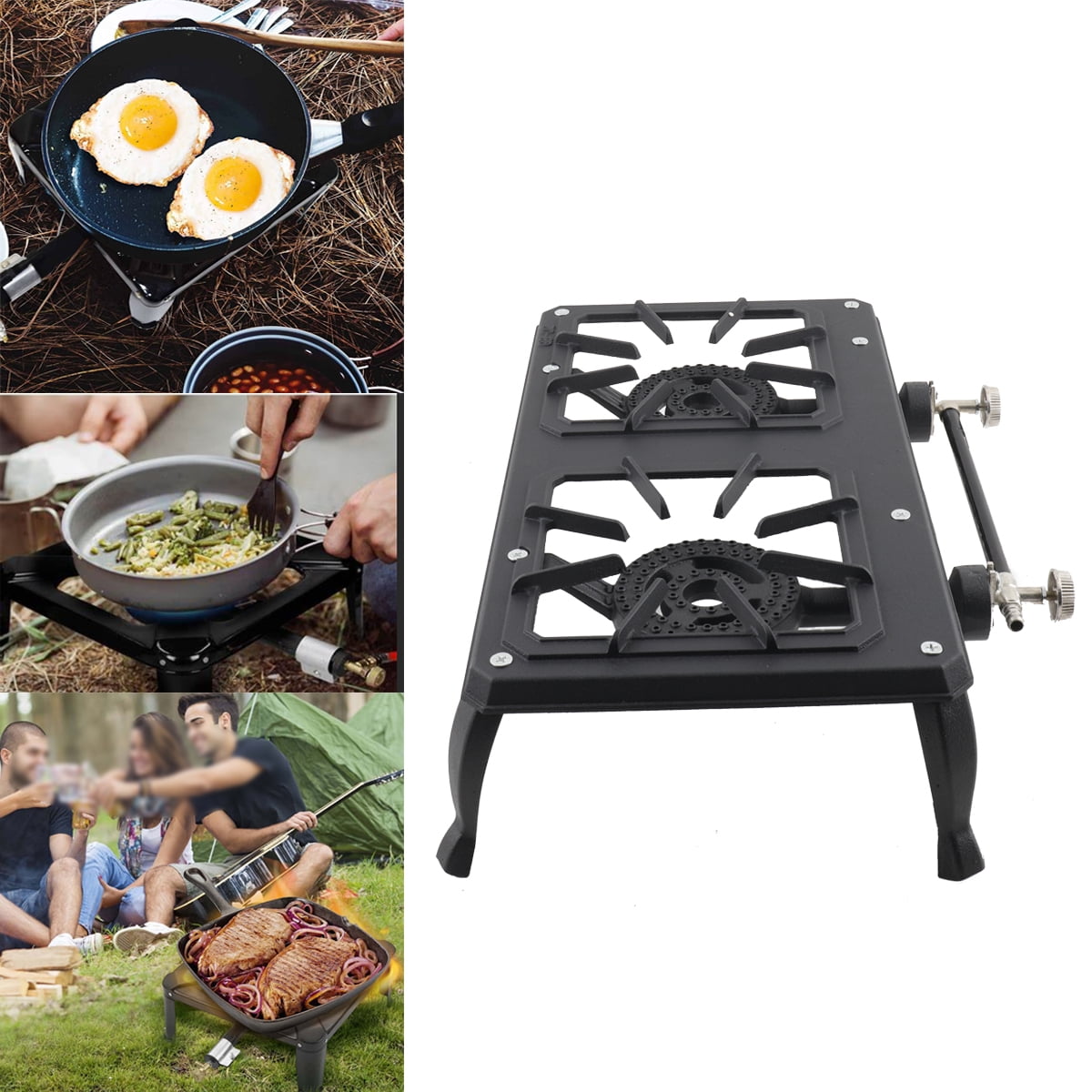 ECUTEE Portable Camp Stove Cast Iron Burner Propane Gas LPG Outdoor BBQ