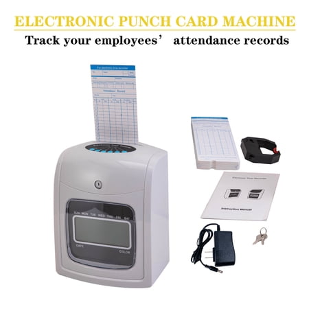 ECUTEE Punch Time Clock Employee Attendance Payroll Recorder LCD Display w/50 Cards