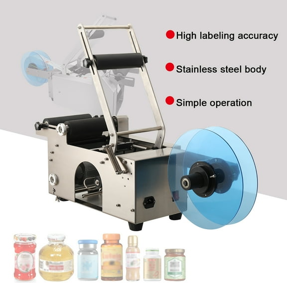 ECUTEE Semi-automatic Round Bottle Labeling Machine for Packaging Stainless Steel 110V