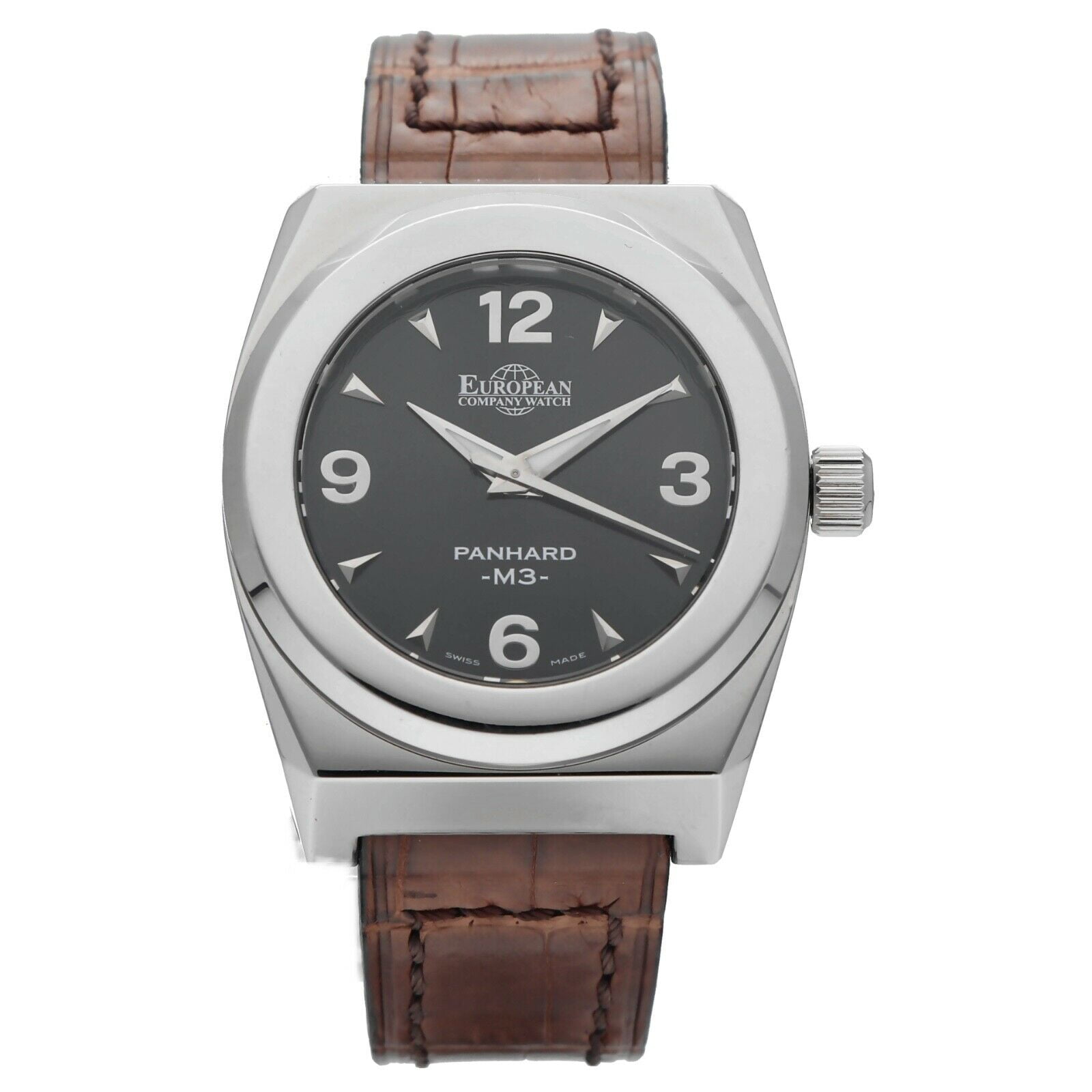 ECW European Company Panhard M3 Black Dial Leather 36mm Automatic Wrist Watch