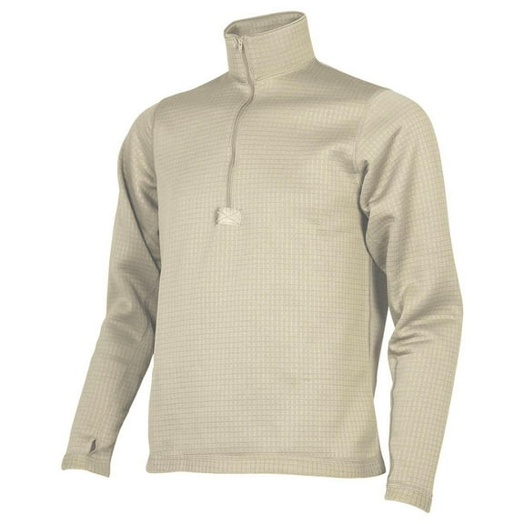 ECWCS Gen III Level 2 Thermal Grid Fleece Shirt, 100% Polyester, Cold Weather Layering, USA Made, Sand,X-Large Regular