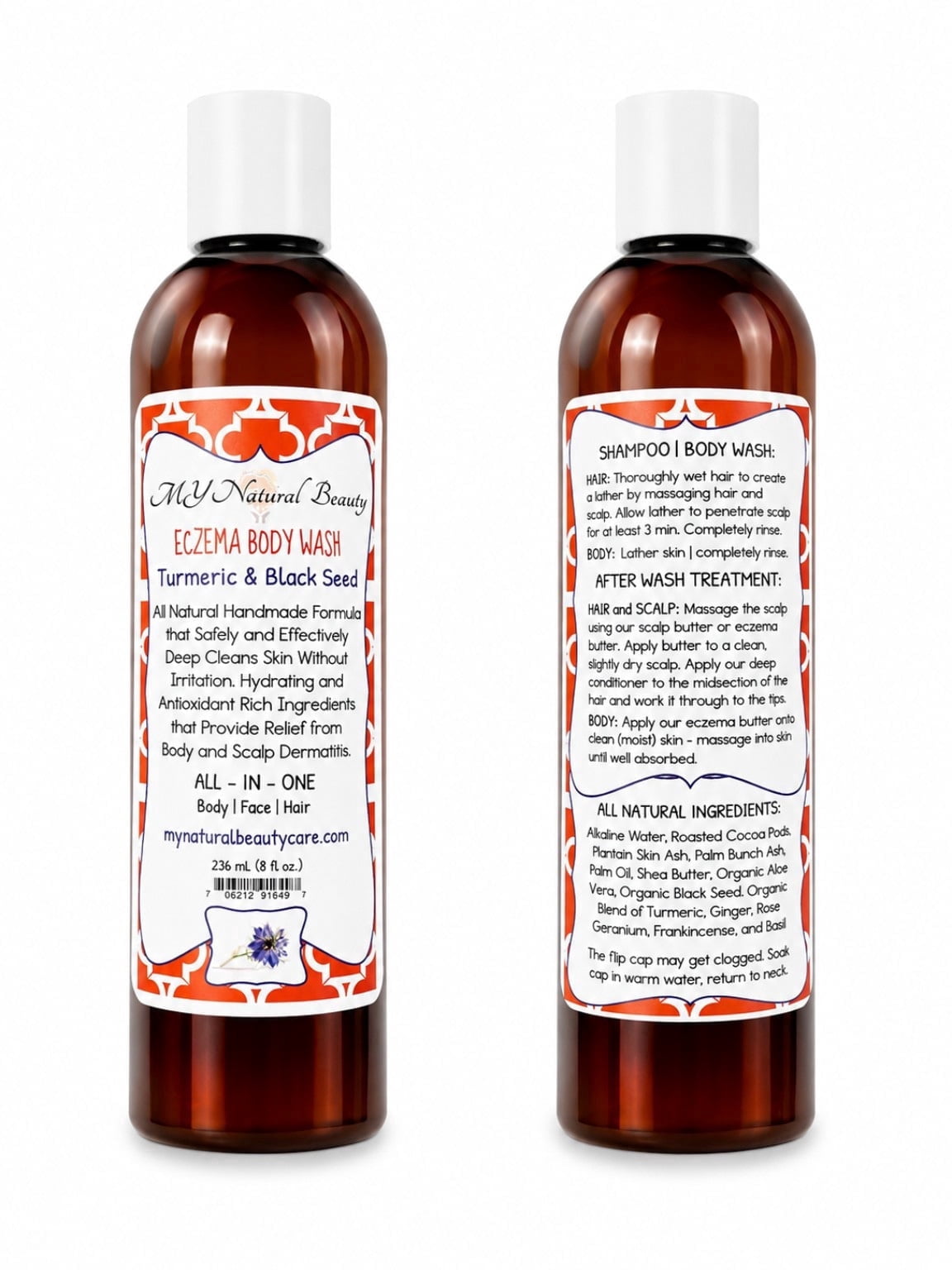 MY Natural Beauty ECZEMA Body Wash & Shampoo | TURMERIC and BLACK SEED ...