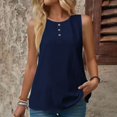 thumbnail image 1 of ECZHAW Petite Tops for Women Cotton Linen Summer Tank Tops Dressy Casual Button Trim Crewneck Sleeveless Shirts, 1 of 7