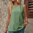 thumbnail image 1 of ECZHAW Petite Tops for Women Cotton Linen Summer Tank Tops Dressy Casual Button Trim Crewneck Sleeveless Shirts, 1 of 7