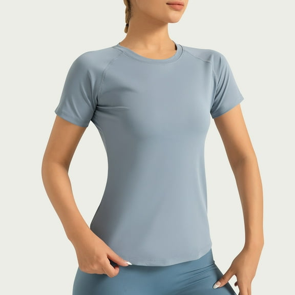 ECZHAW Seamless Workout Tops for Women Short Sleeve Athletic Tees Breathable Gym Running Yoga Shirts
