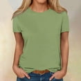 thumbnail image 1 of ECZHAW Short Sleeve Shirts for Women Spring/Summer Fashion Round Neck Short Sleeve T-Shirt Simple Elegant Solid Color T-Shirt,, 1 of 5