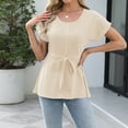 thumbnail image 1 of ECZHAW Clearance,Women Dressy Casual Blouses Summer Peplum Tops Work Pleated Blouse, 1 of 6