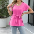 thumbnail image 1 of ECZHAW Clearance,Women Dressy Casual Blouses Summer Peplum Tops Work Pleated Blouse, 1 of 6