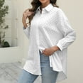 thumbnail image 1 of ECZHAW Women Plus Size Button Down Shirts Long Roll Up Sleeve V Neck Collared Casual Blouses Oversized Shirt Tops, 1 of 4