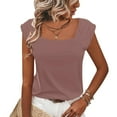 thumbnail image 1 of ECZHAW Women Summer Tops Cute Square Neck Tank Tops Loose Dressy Casual Shirts Cap Sleeve Tunic Tops,, 1 of 7