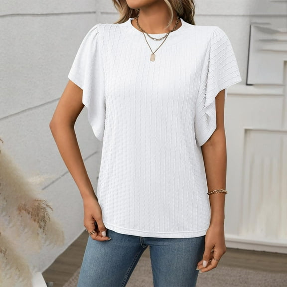 ECZHAW Women's Cap Sleeve Sweaters Vest Crew Neck Knit Sweater Tops Casual Summer Sleeveless T Shirt