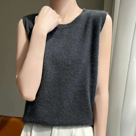 ECZHAW Women's Tank Tops Summer Sleeveless High Neck T-Shirts Ribbed Knit Slim Fitted Blouse Lightweight Basic Comfy Tee Shirts