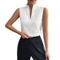thumbnail image 1 of ECZHAW Women's Work Outfits V Neck Sleeveless Blouses Summer Casual Tank Tops Business Office Dressy Striped Shirts, 1 of 5