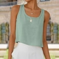 thumbnail image 1 of ECZHAW Clearance,Womens Linen Crop Tops Summer Casual Loose Cotton Linen Sleeveless Tank Top, 1 of 9