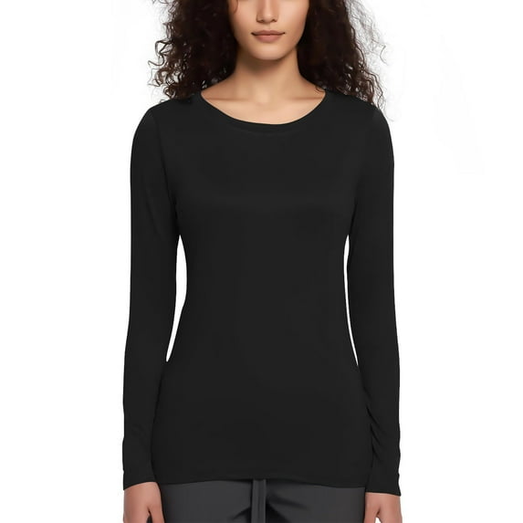 ECZHAW Womens Ribbed Long Sleeve Crewneck Casual Slim Basic Shirts Fitted Knit Tops