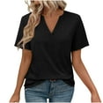 thumbnail image 1 of ECZHAW Womens Tops Summer Short Sleeve V Neck Blouses Business Casual Loose Fit Tshirts Trendy Fashion Outfits, 1 of 5
