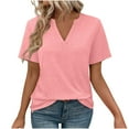 thumbnail image 1 of ECZHAW Womens Tops Summer Short Sleeve V Neck Blouses Business Casual Loose Fit Tshirts Trendy Fashion Outfits, 1 of 5