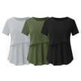 thumbnail image 1 of ECZHAW Plus Size Maternity Nursing Top for Women Breastfeeding Pregnancy Round Neck Short Sleeve Shirt Breathable Stretchy Mothers Day Gifts, 1 of 8