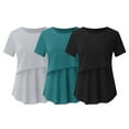 thumbnail image 1 of ECZHAW Plus Size Maternity Nursing Top for Women Breastfeeding Pregnancy Round Neck Short Sleeve Shirt Breathable Stretchy Mothers Day Gifts, 1 of 8
