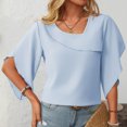 thumbnail image 1 of ECZHAW Womens Tops Dressy Casual 3/4 Tiered Bell Sleeve Blouses Double Layered Chiffon Work Tunic Shirts Tops, 1 of 6