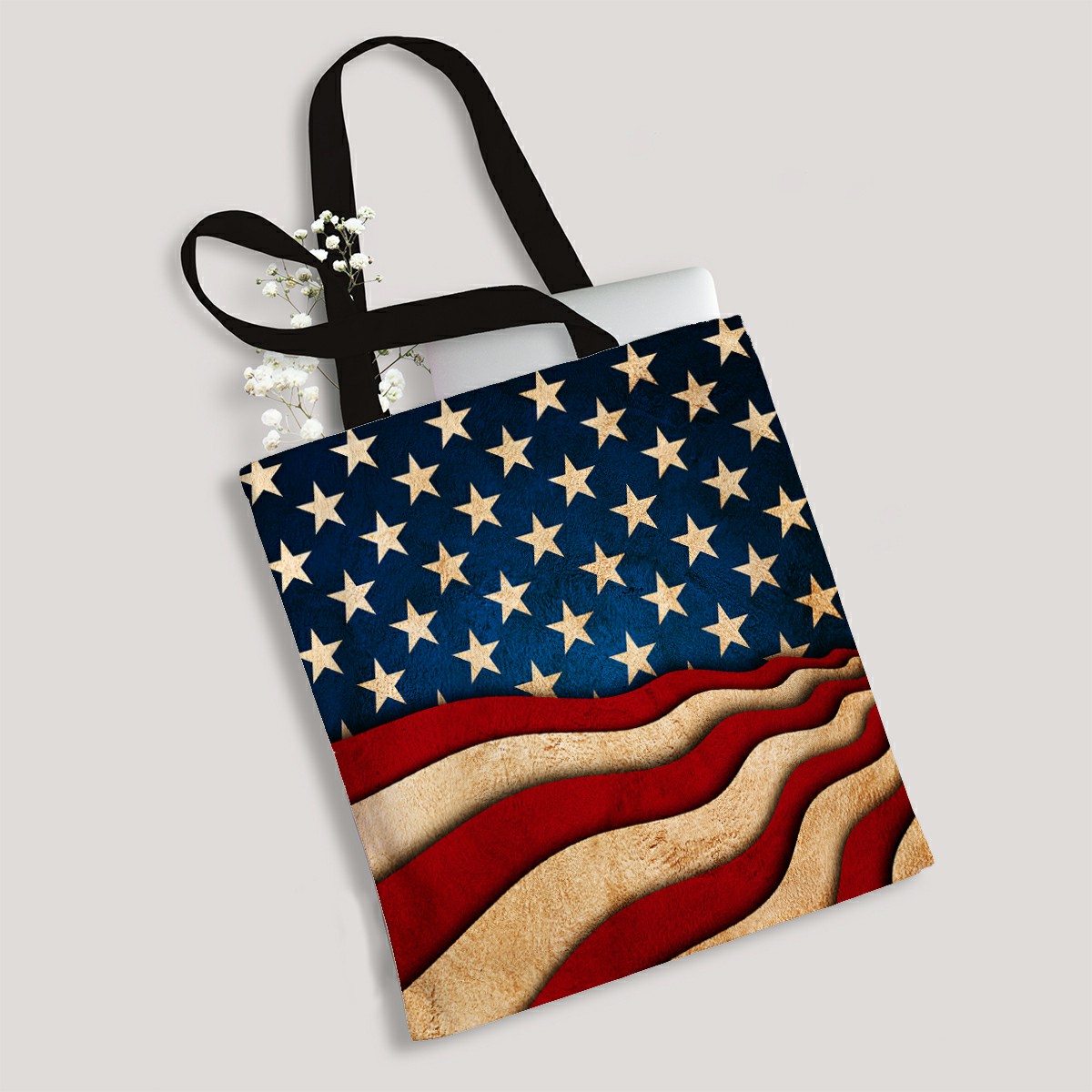ECZJNT 4th of July Independence Day America USA Canvas Bag Reusable Tote Grocery Shopping Bags Tote Bag 14"(W) x 16"(H) - image 1 of 1