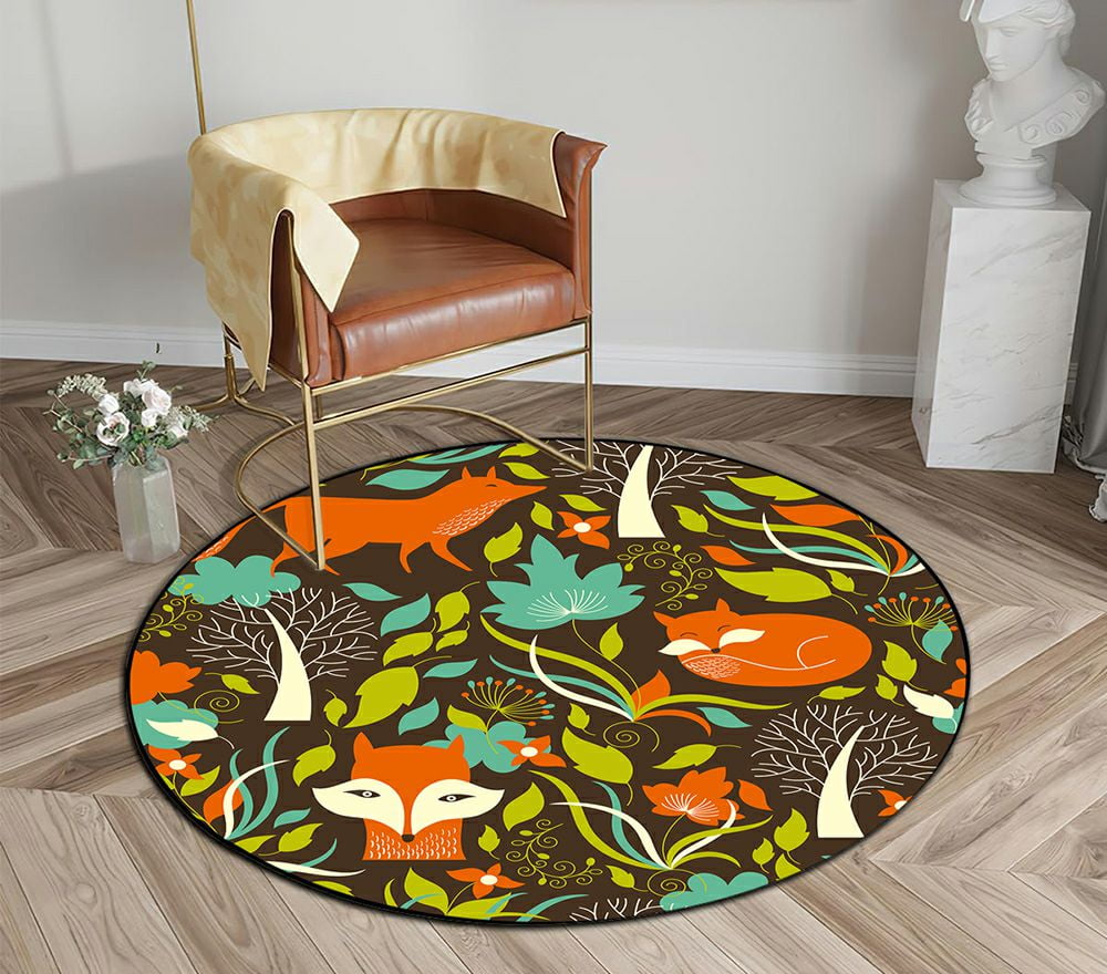 ECZJNT A Fox Round Area Rugs Diameter 6 x 6ft Floor Carpet Mat for ...