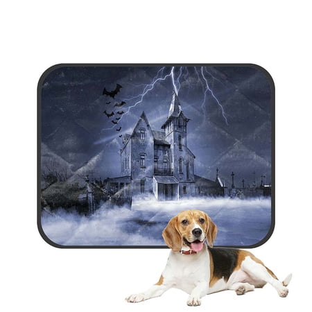ECZJNT Abandoned Haunted House Halloween Holiday Pet Dog Cat Bed Pee Pads Mat Cushion Potty Dogsblankets Crate Bed Kennel 36x48 inch