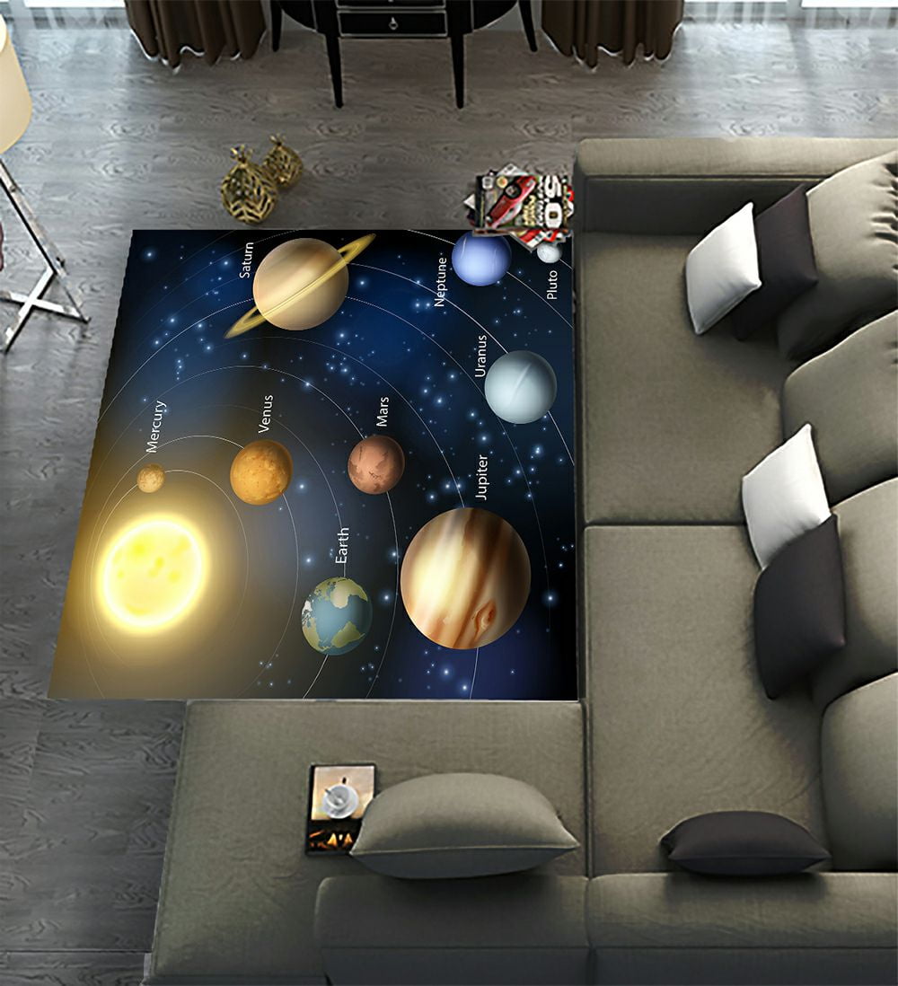 ECZJNT An Planets Our Solar System Text Name Labels Area Rugs 5 x 7ft ...