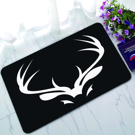 ECZJNT Antler in Black Background Doormat Bath Mat Rug Entrance Rug Floor Mats 30x18 Inch