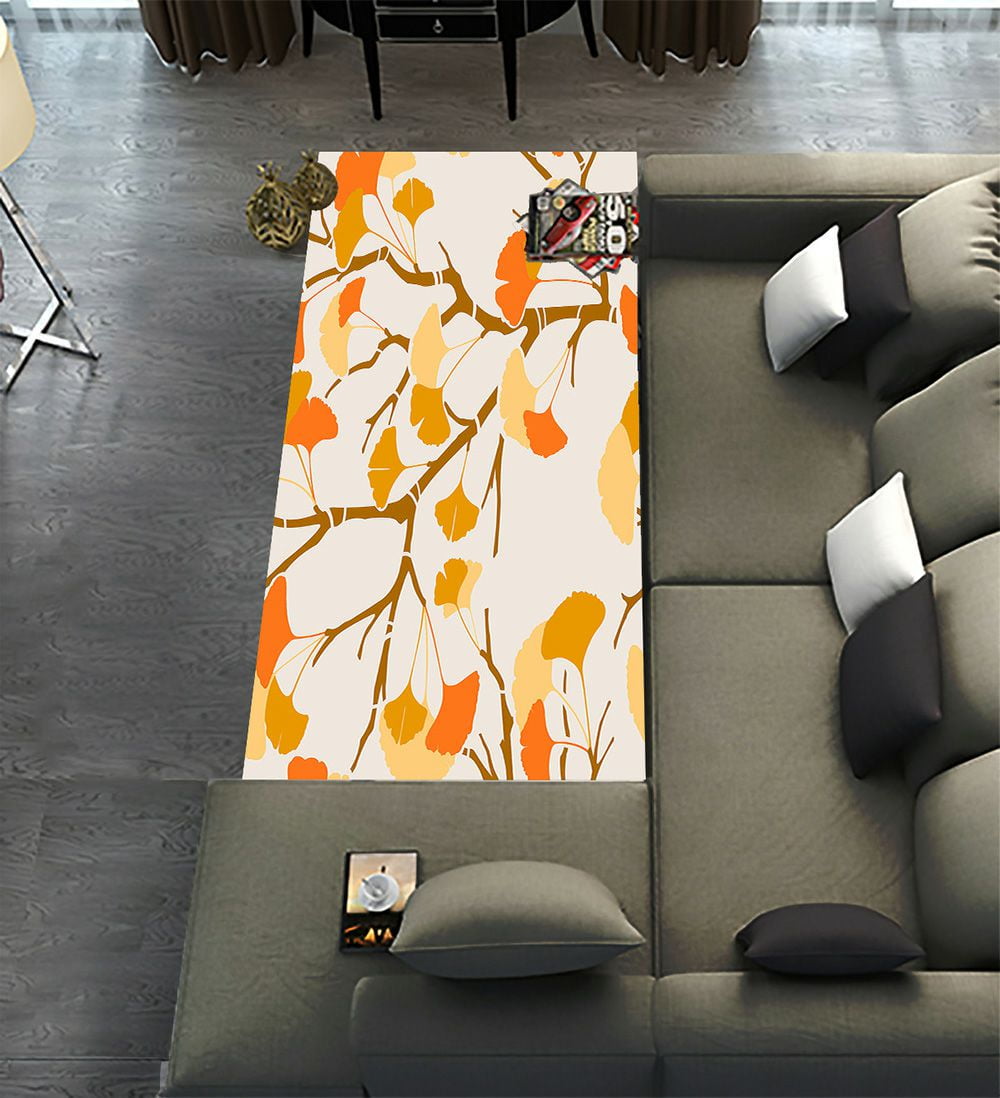 ECZJNT Autumn Ginkgo Leaves Runner Rug 3.3 x 10ft Long Area Rug Carpet ...