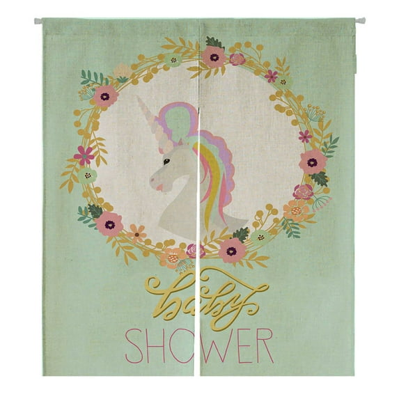 ECZJNT Baby Shower card Japanese Noren Curtain Doorway Door Window Treatment Curtains Cotton Linen Curtain Size 105x120 cm