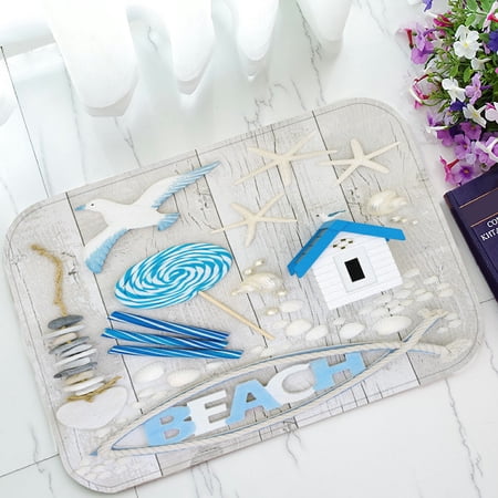 ECZJNT Beac Seashells pearls rock candy heart shaped rock Doormat Bath Mat Rug Entrance Rug Floor Mats 23.6x15.7 Inch
