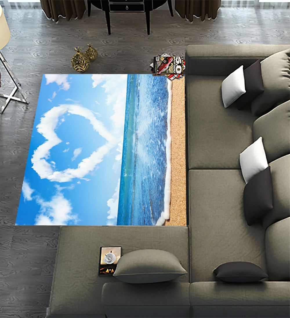 Heart Beach Rug ECZJNT Beach And Sea Heart Of Clouds On Sky Symbol Of Love Area Rugs 5 ...