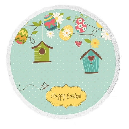 ECZJNT Beautiful Spring bird houses birds eggs and flowers Beach Towel Beach Blanket Beach Yoga Mat