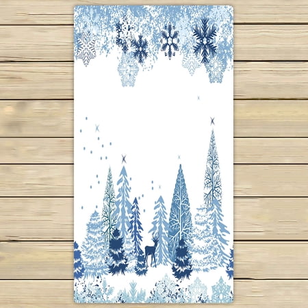 ECZJNT Beautiful blue pattern winter forest Beach Bath Towels Shower Towel For Home Outdoor Travel 30x56 Inch