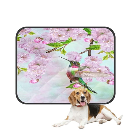 ECZJNT Bird Hummingbird Branches Cherry Blossoms Spring Pet Dog Cat Bed Pee Pads Mat Cushion Potty Dogsblankets Crate Bed Kennel 36x48 inch