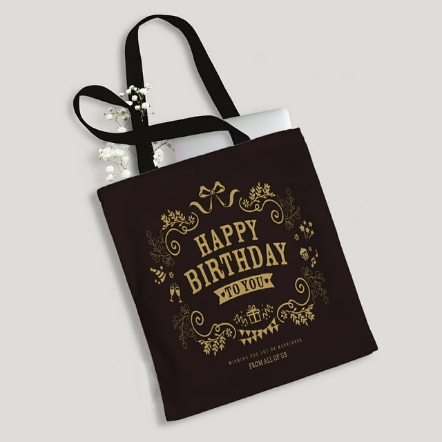 ECZJNT Birthday card design Canvas Bag Reusable Tote Grocery Shopping Bags Tote Bag 14"(W) x 16"(H)