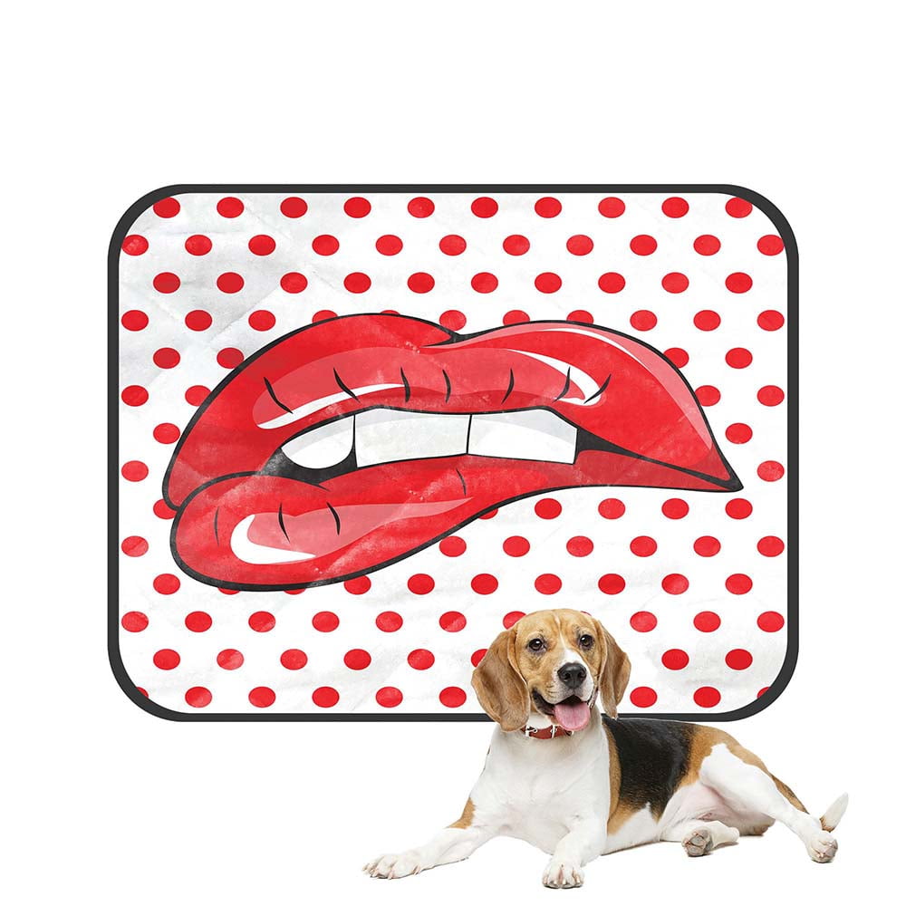 ECZJNT Biting Her Red Lips Teeth Pop Art Pet Dog Cat Bed Pee Pads Mat