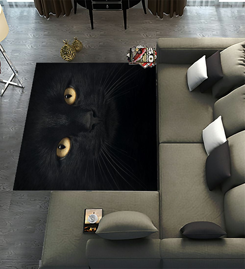 ECZJNT Black Cat Looking At The Camera Area Rugs 6 x 9ft Floor Carpet ...