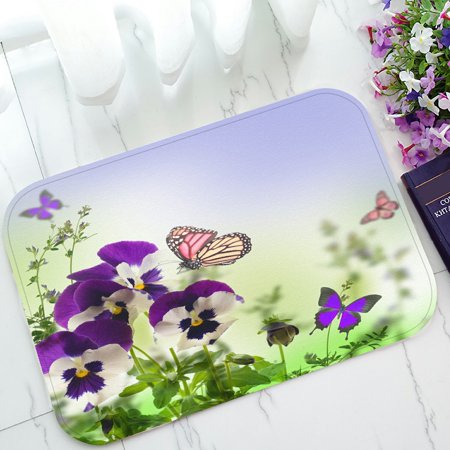 ECZJNT Blue Spring Violets Welcome Doormat Bath Mat Rug Entrance Rug Floor Mats 23.6x15.7 inch