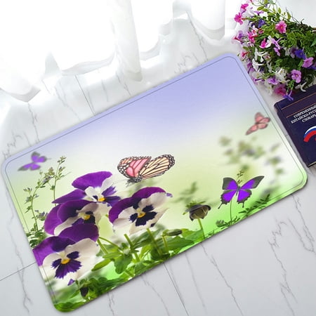 ECZJNT Blue Spring Violets Welcome Doormat Bath Mat Rug Entrance Rug Floor Mats 30x18 inch