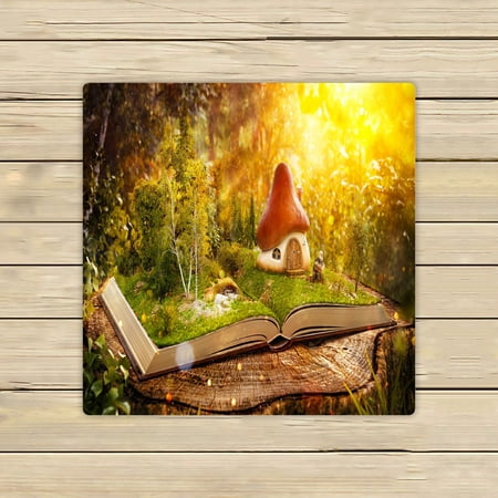 ECZJNT Cartoon Mushroom House Pages Book Fantastic Forest Beach Bath Towels Shower Towel For Home Outdoor Travel 13x13 Inch