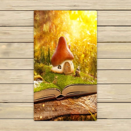 ECZJNT Cartoon Mushroom House Pages Book Fantastic Forest Beach Bath Towels Shower Towel For Home Outdoor Travel 16x28 Inch
