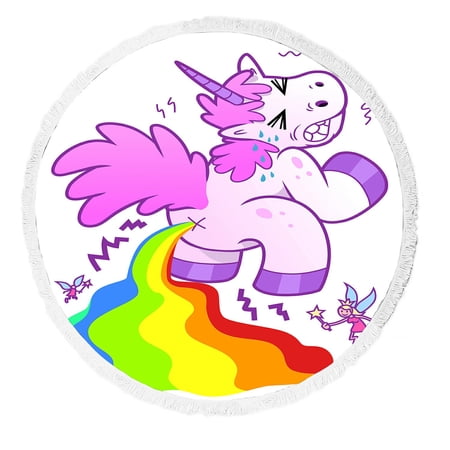 ECZJNT Cartoon unicorn pooping rainbow Beach Towel Beach Blanket Beach Yoga Mat