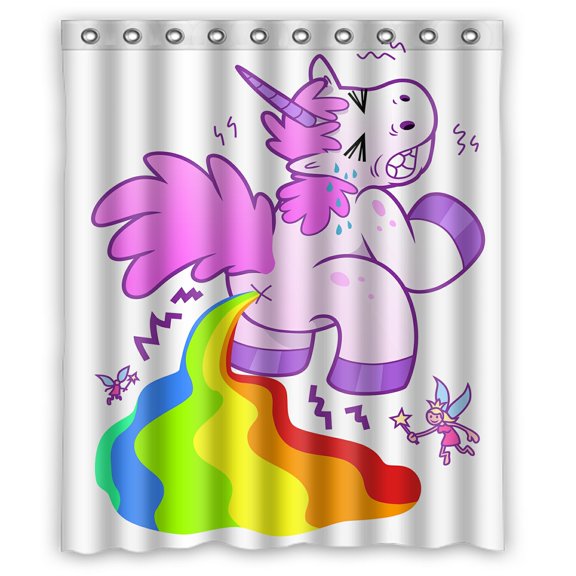 ECZJNT Cartoon unicorn pooping rainbow Shower Curtain Bathroom Waterproof Home Decor 60x72 Inch